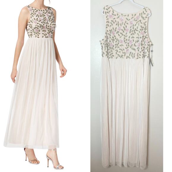 NWT ADRIANNA PAPELL DRESS GOWN 22W MOTHER OF THE BRIDE BRIDESMAID FORMAL EVENING - Picture 1 of 13